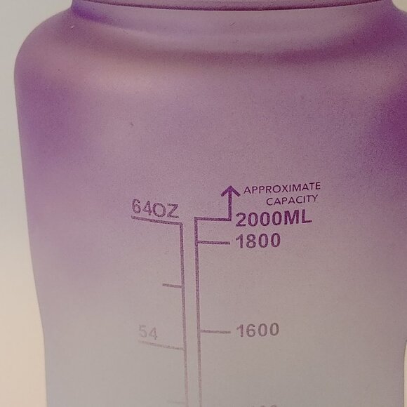 Motivational Water Bottle 64oz. Ombre Straw and Pop Top Lid 2000ml - Picture 10 of 14